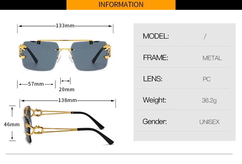 Nodless Apex Panthera Rimless Sunglasses